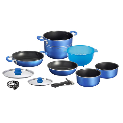 BRUNNER SKIPPER Camping Topfset – 9 plus 1-teilig 24cm: Mehrere stapelbare Töpfe und Pfannen zum Kochen beim Camping.