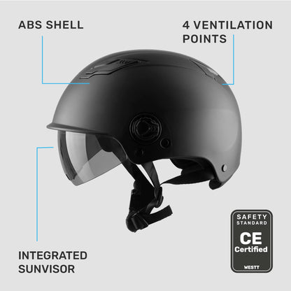 Westt Fahrradhelm Skaterhelm mit getöntem Sonnenvisier Grösse S/M