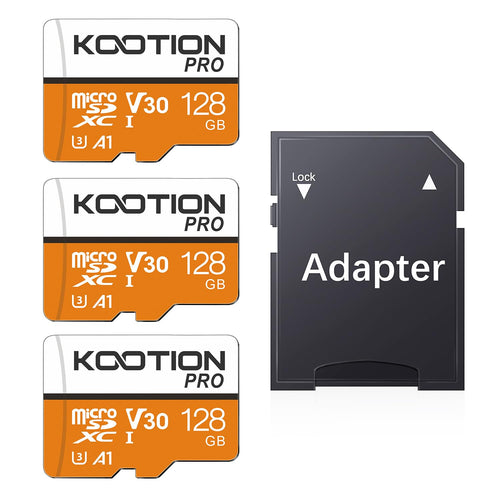 KOOTION Micro SD Karte 128GB microSDXC UHS-I U3 V30 A1 mit SD-Adapter