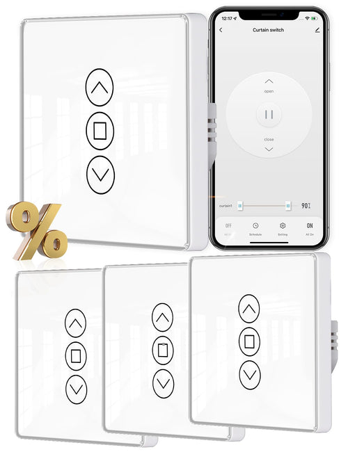MOES 2.5D Rolladenschalter Smart WLAN Unterputz - 4er-Pack