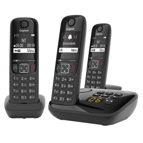 Gigaset AS690A Trio DECT-Telefone mit Anrufbeantworter - Schwarz