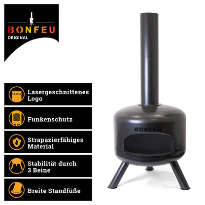BonFeu BonGiro outdoor Terrassenofen Feuersäule - schwarz