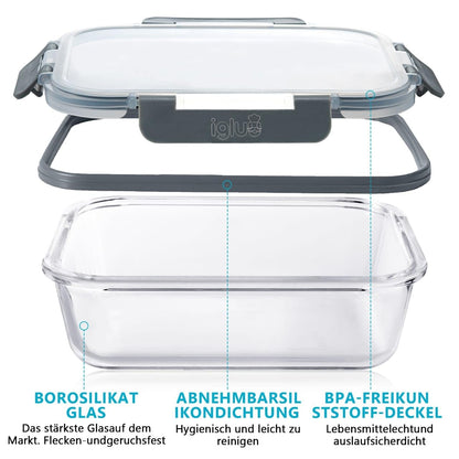 Igluu Borosilikat Glas Frischhaltedosen Meal Prep – 12er-Pack