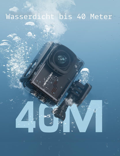 Apexcam M80 Action Cam 4K 60fps 48MP WLAN mit 64GB Karte und Zubehör