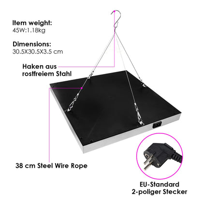 Randaco LED Pflanzenlampe Vollspektrum, 2x45W, 225 LEDs, 4050 lm