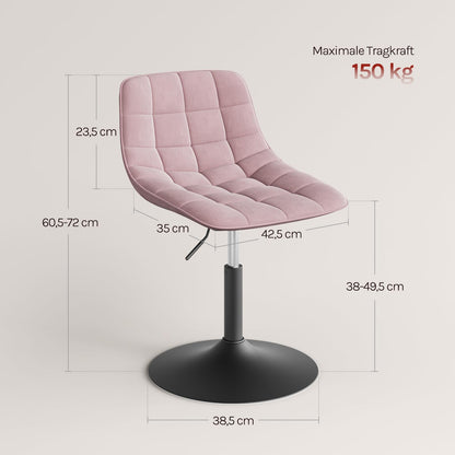 WOLTU Schminktisch Hocker mit Rückenlehne, höhenverstellbar, Samt Rosa
