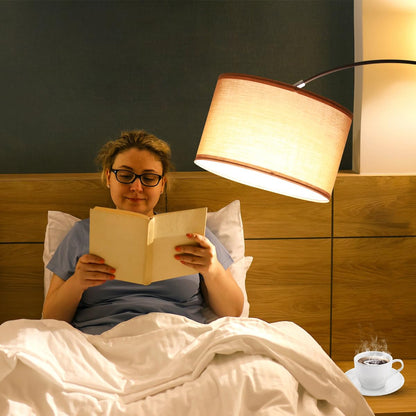 ANTENLICHT LUNA Bogenlampe Wohnzimmer Stehlampe I Inklusive LED E27 I Schwarzer Stoffschirm 33 cm I Fußschalter I Bogenleuchte Vintage geeignet für Schlafzimmer, Hotel