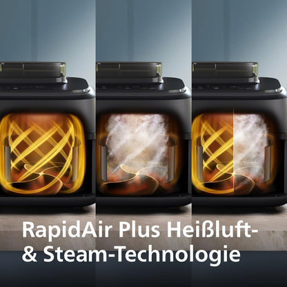 Philips Steam Airfryer 5000 Heissluftfritteuse Dampfgarer 9L 2 Körbe