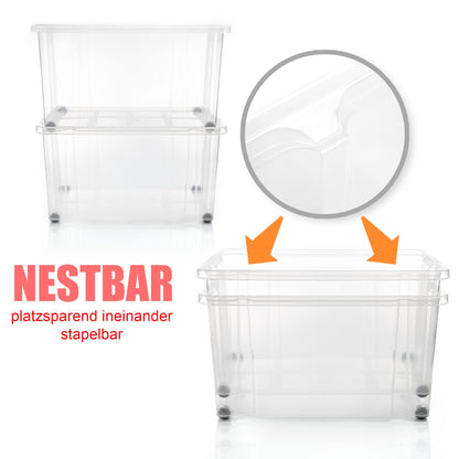 BigDean 60 L Stapelbox mit Deckel - 4er Set rot