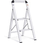 KINGRACK Leiter Aluminium, Trittleiter 2 stufen klappbar, leiter 2 stufen mit Handlauf, rutschfeste Haushaltsleiter mit Klappsicherung, Aluleiter Belastbar bis 150 kg, für Zuhause, Büro,Garten,Silber