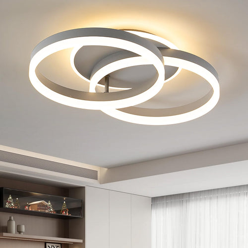 Amdelne LED Deckenleuchte 2-Ringe Design 50cm Dimmbar – Grau