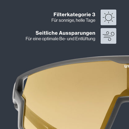 uvex skyryse Sportbrille smoke gray matt/gold mirror, one size