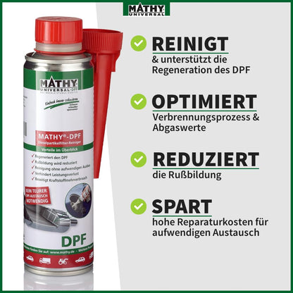 MATHY DPF-Kur Diesel Partikelfilter Reiniger – Set 4 Dosen