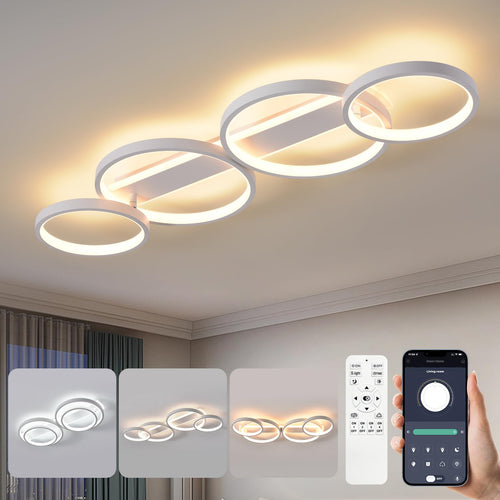 LED Deckenleuchte Ringform Dimmbar 4-flammig - Weiss 86cm
