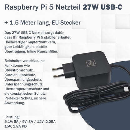 Raspberry Pi 5 8GB Starter-Kit mit Gehäuse, Lüfter & Netzteil