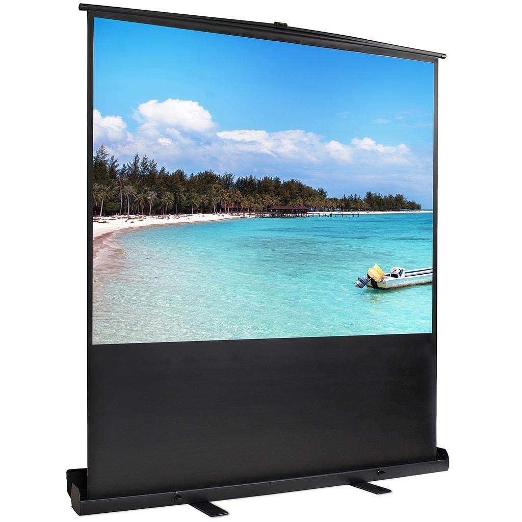 Todeco Beamer Leinwand 80 Zoll 4:3 – Bodenprojektor Tragbar. Weiße, rechteckige Projektionsfläche für Projektionen.