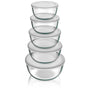 Arendo Salatschüssel Set aus Glas mit Deckel, 5-teilig, 1,0–4,4 l – Borosilikatglas, stapelbar