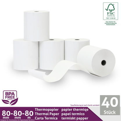 LYNNE PAYMENT SOLUTIONS Thermorollen 80 mm BPA-frei, 40 Rollen