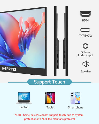 HGFRTEE 14 Zoll WUXGA Tragbarer Monitor IPS Touchscreen