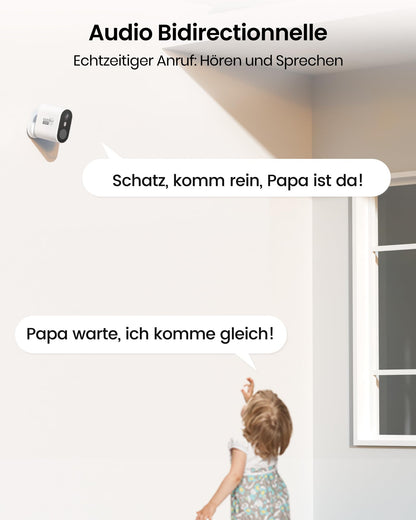 AOSU 2K Überwachungskamera Aussen Set: 4 Akku-Kameras + 32GB Basis