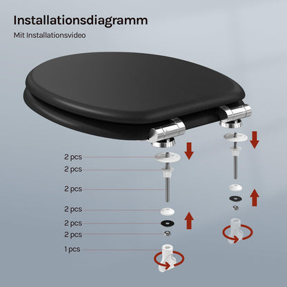 WOLTU WC-Sitz mit Absenkautomatik, Softclose, MDF Holzkern, oval