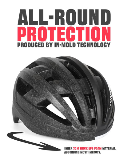 VICTGOAL VG112 MTB Fahrradhelm mit Magnetbrille, L, Schwarz-Weiss