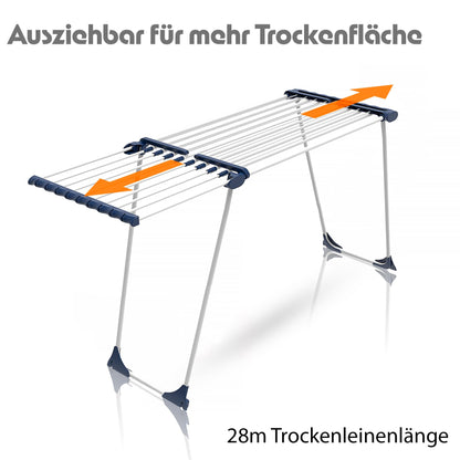 BigDean Wäscheständer Jumbo Ausziehbar 28m - Weiss