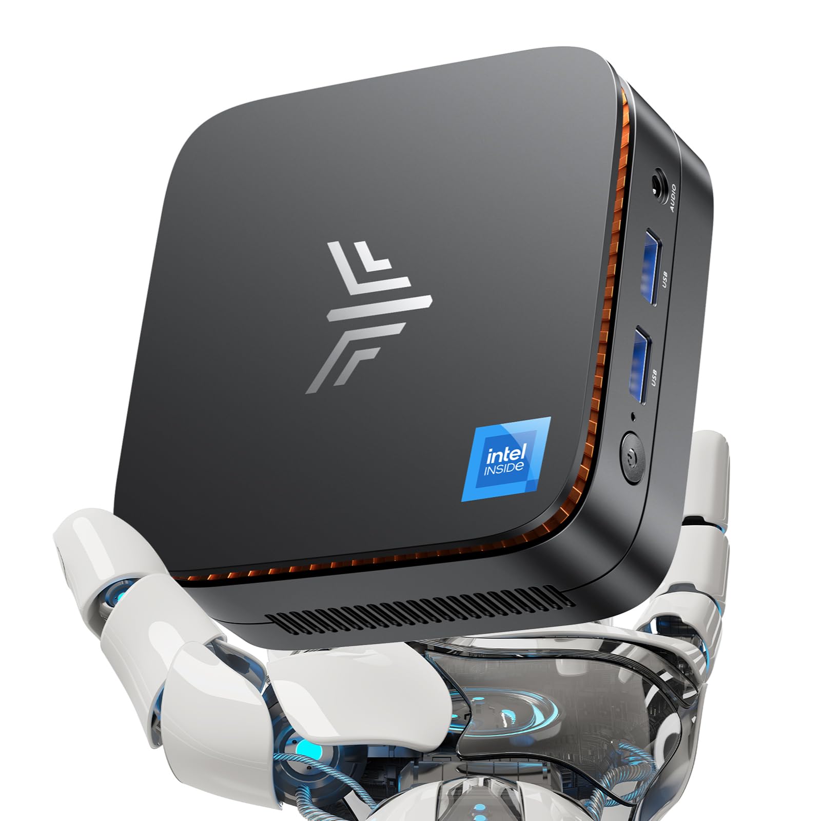 NiPoGi Essenx E1 Mini PC - Intel N97, 16GB, 1TB SSD, Win 11 Pro: Schwarzer rechteckiger PC für Office/Heim.