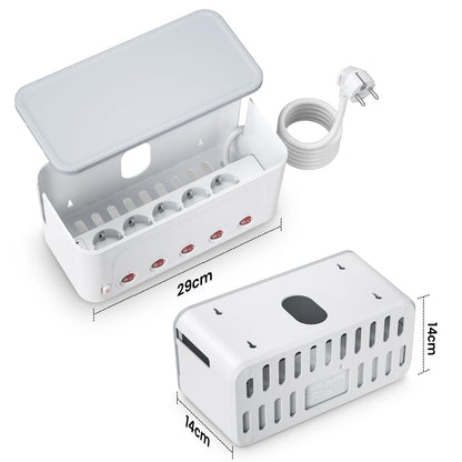HoniHom Kabelbox mit Steckdosenleiste, 5-fach einzeln schaltbar, weiss