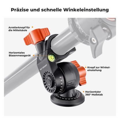 K&F CONCEPT O234A1 Kamerastativ mit Auslegearm Aluminium 163cm