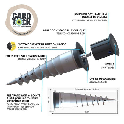 Gard & Rock Ankerfuss Aluminium, Bodenanker mit Clipbefestigung