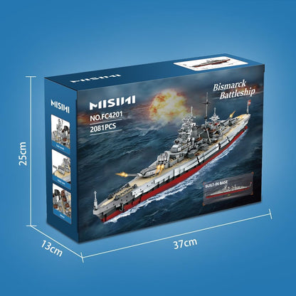 MISINI Technik FC4201 Bismarck Klemmbausteine - WWII Schlachtschiff