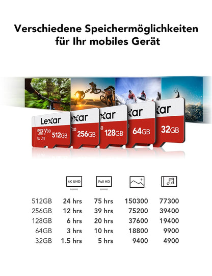 Lexar microSD Speicherkarte 32GB, 3er-Pack mit SD-Adapter, UHS-I U3