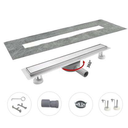 sunrik Duschrinne 80 cm Befliesbar – extra flach Edelstahl