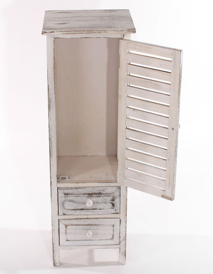 Mendler Kommode Schrank Shabby-Look Weiss 90x30x25cm