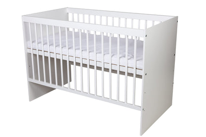 KMbaby TANY Babybett Gitterbett – Weiss 120x60cm mit Matratze