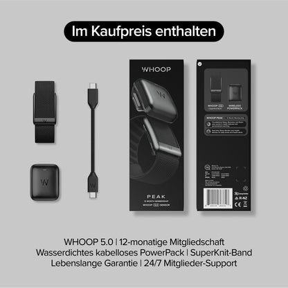 WHOOP 5.0 Peak – Gesundheits-Tracker mit 12-monatiger Mitgliedschaft
