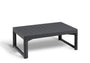 Keter Lyon Gartentisch höhenverstellbar - Graphit. Graphitfarbener, quadratischer Tisch. Höhenverstellbar für flexiblen Einsatz im Garten oder auf der Terrasse.
