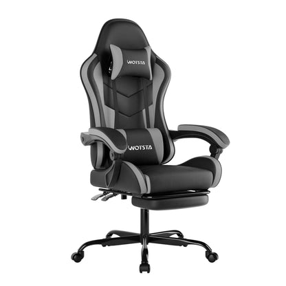 WOTSTA Gaming Stuhl 607, ergonomischer Computerstuhl mit Fusstütze und Kunstlederbezug