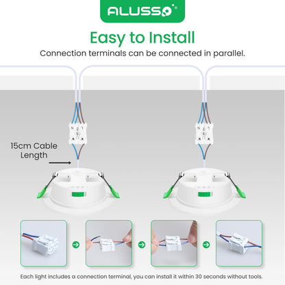 ALUSSO LED Einbaustrahler Dimmbar 68mm IP44 - 12er Set