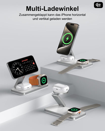 KEEPRO T8 Qi2 25 W 3-in-1 Ladestation für iPhone, Apple Watch, AirPods