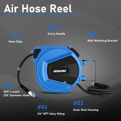ProfiWerk Automatik Druckluftschlauch Trommel Aufroller 15m Wandmontage
