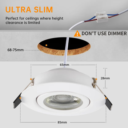wowatt LED Einbaustrahler 10er 7W Weiss - Dimmbar IP44 Warmweiss