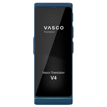 Vasco Translator V4 Mobiler Sprachübersetzer - Cobalt Blue. Kobaltblaues Handgerät, übersetzt Sprachen bidirektional in Echtzeit.