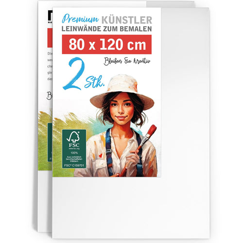 M MERCEO Leinwand 80x120 cm, 2er-Set Keilrahmen, Baumwolle 280g/m²