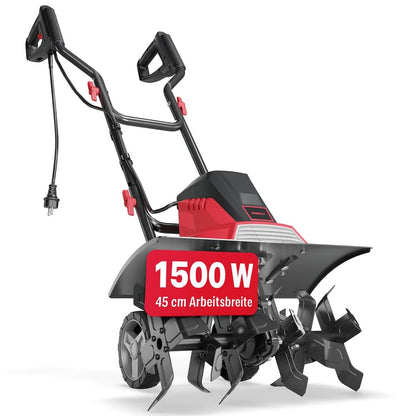 ONBEST Elektro Gartenfräse T1545, 1500 W, 45 cm Arbeitsbreite, elektrische Motorhacke mit 24 Messern zum Lockern