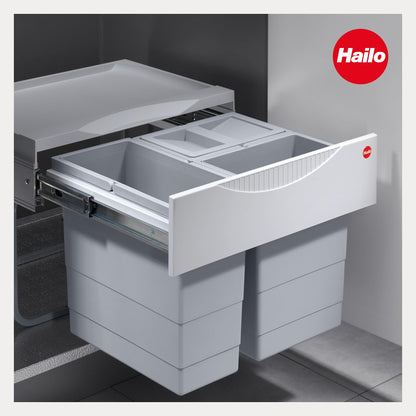 Hailo Raumspar Tandem 3644731 Einbau Mülleimer - 3-fach hellgrau