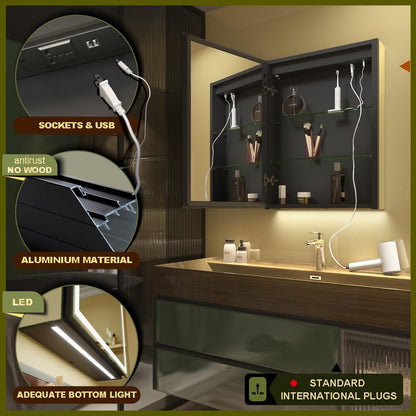 GANPE LED Beleuchteter Badezimmer Spiegelschrank – Links 50x70cm