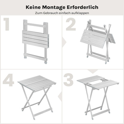 WOLTU Campingtisch klappbar, Aluminium Gartentisch, silber