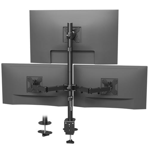 BONTEC Monitor Halterung 3 Monitore, höhenverstellbar, VESA 75/100 mit drei Armen zur Tischmontage